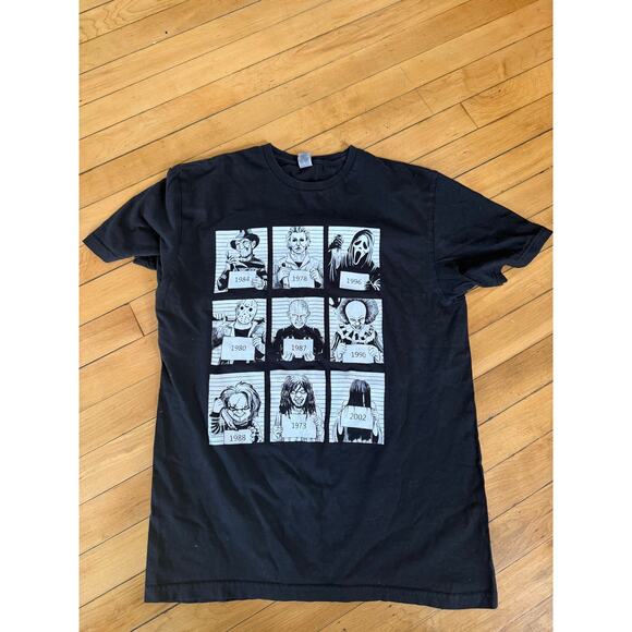 Horror movie character Mug shot graphic t-shirt Halloween - Picture 1 of 3